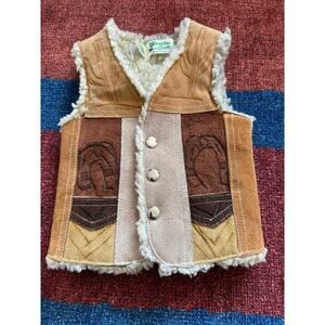 Vintage‎ Genuine Leather Toddler Sherpa Vest 2T Western